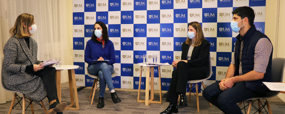 Ximena Moratorio, Cecilia Noboa, Ana Balsa y Miguel Kazarez durante en Encuentro UM.