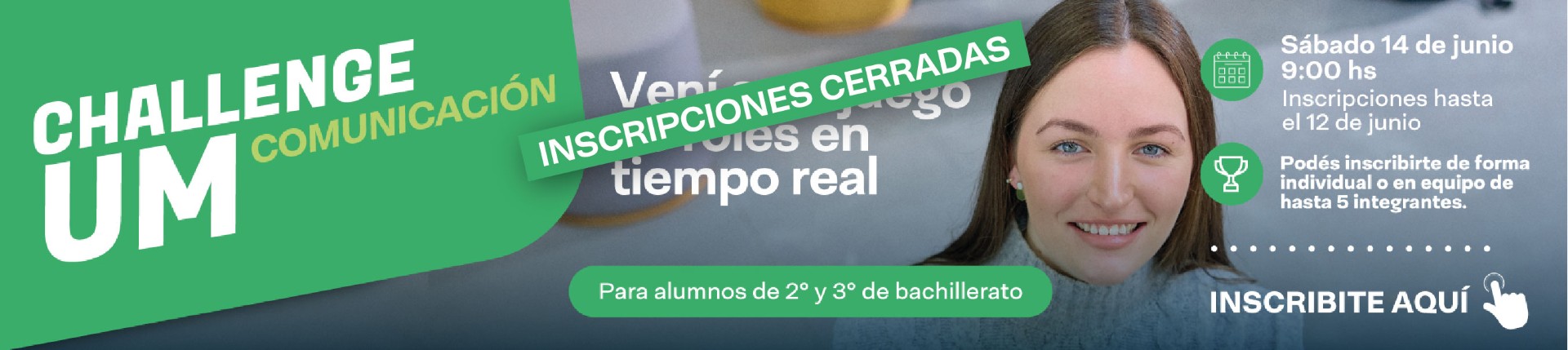 Banner Challenge Yo Comunicador INSCRIPCIONES CERRADAS