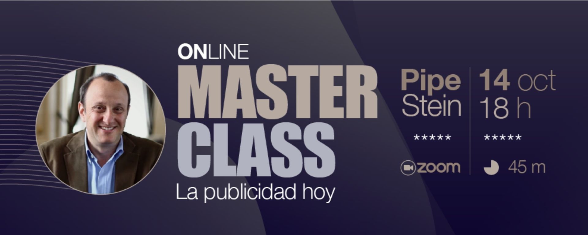 Pipe Stein, portada de actividad Master Class en FCOM de la UM