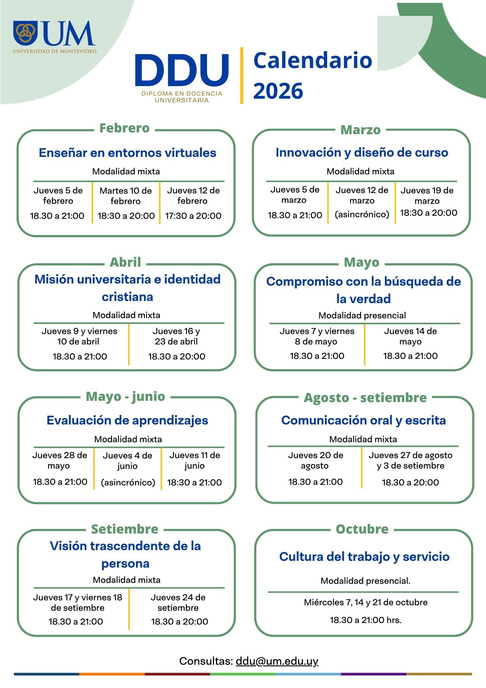DDU Calendario 2026